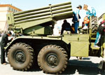 The 122-mm Multiple Rocket Launcher (MRL) "GRAD" on the Ural-375 6x6 truck chassis